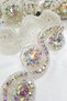 Narrow Patterned Embroidered Crystal Stone Ribbon with Janjani