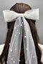 Tulle Pearl Bow Buckle Hair Accessory - 3