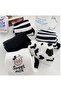 5 Pairs Women's Black White Cow Pattern Striped High Quality Tennis Socks - 4