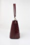 Burgundy Crocodile Skin Look Double Strap Women's Shoulder Bag - 2