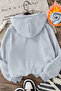 Gray Oversize Hooded Cotton Sweatshirt - Bugs Bunny Rabbit Embroidered - 2