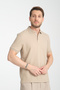 Walfer Men's Dark Beige 100% Cotton Waffle Non-Shrink Fabric Slim Fit Non-Curling Polo Collar T-Shirt - 3