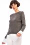 8506003 Slim Ribbed Camisole Long Sleeve Blouse with Cuff Trim Fume