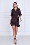 9331660 Dok.Viskon Double-Breasted Half Sleeve Dress Black Patterned - 3