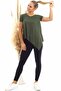 20060632 Viscose V-Neck Asymmetrical Short Sleeve Blouse Khaki - 3