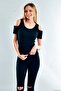 20021670 Ribbed Knit Off-The-Shoulder Short Sleeve Blouse Black
