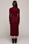 7012011   Burgundy Long Dress - Half Turtleneck, Pleated Skirt - 5