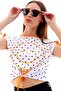 20050510 Single Jersey Smile Print Tie-Up Blouse Orange