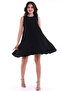 22223105 Nylon Linen Sleeveless Flared Dress Black