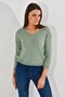 20026187 Knitwear Striped V-Neck Blouse Cagla Green - 4