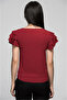 7222201 Kobe Ruffled Short Sleeve Blouse Bordo - 2