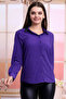 21401555 Long Sleeve Shirt with Leather Trim on the Collar Purple - 2