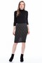8515171 Straw Patterned Elastic Waist Slit Pencil Skirt Khaki