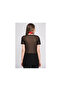 8070702 Tulle Print Piece on the Side Slit Short Sleeve T.Shirt Black - 3