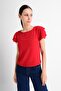 8052201 Kobe Ruffled Short Sleeve Blouse Red - 2