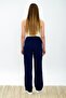 9313333 Viscose Pocketed Wide Leg Pleated Trousers Navy Blue - 4