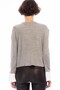 8506003 Slim Ribbed Camisole Long Sleeve Blouse with Cuff Trim Gray - 2