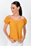 9363018 Kobe Patterned Button Front Blouse Mustard