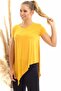 20060632 Viscose V-Neck Asymmetrical Short Sleeve Blouse Mustard - 3