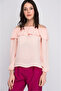 8121836 Kobe Madonna Collar Sleeved Elastic Long Sleeve Blouse Pudra - 2