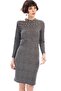 8441019 Plaid One-Shoulder Open Pearl Dress Gray-Black Jacquard