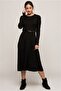 7372368 Long Dress with Flounces and Belt Black - 2