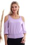 20333451 Ayrobin Off-The-Shoulder Elastic Waist Short Sleeve Blouse Lila - 5