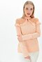 9109329 Şile Bezi Shoulder Ruffled Tulle Blouse with Lace Detail Pudra - 4