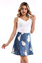 9474746 Velvet Patchwork Elastic Short Skirt Blue Beige - 2