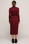 7372011 Half Fisherman Skirt Pleated Long Dress Without Belt Claret Red - 4