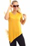 20060632 Viscose V-Neck Asymmetrical Short Sleeve Blouse Mustard