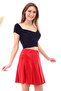 9474746 Velvet Patchwork Elastic Short Skirt Red - 4