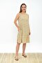 93030322 Dok.Vis.Çıtır Deseteği Ruffled Sleeveless Dress with Pockets Ecru-Yellow - 3