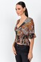 9363031 Crinkle Patterned Top with Ruffled Sleeves and Gathered Back Hardal-Vizon
