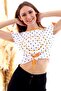 20050510 Single Jersey Smile Print Tie-Up Blouse Orange - 6