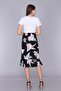 9333334 Dok.Viskon Patterned Slit Tiered Skirt Black Flowers - 3