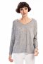 8490930 Yumoş V-Neck Front Pearl Blouse Gray