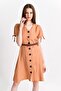 92810156 Bodrum 8 Button Short Sleeve Dress Cinnamon - 3