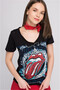 8070707 V-Neck Printed Ripped Detailed Short Sleeve T.Shirt Black - 2