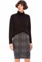 8505072 Plaid Stripe Pattern Elastic Waist Slit Pencil Skirt Gray