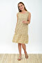 93030322 Dok.Vis.Çıtır Deseteği Ruffled Sleeveless Dress with Pockets Ecru-Yellow - 2