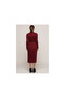 7372011 Half Fisherman Skirt Pleated Long Dress Without Belt Claret Red - 3