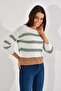20026185 Knitwear Striped Blouse Ecru Green - 4