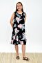 9323232 Dok.Viskon Patterned Skirt Ruffle Sleeveless Dress Black Flowers - 3