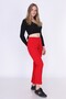 9380793 Corded Fabric Elastic Waist Long Trousers Red - 3