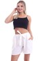 20074507 Dok.Keten Pocketed Shorts with Ties and Elastic Waist Ekru - 5