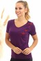 20050526 Single-Breasted Short-Sleeved Blouse with Floral Embroidery on the Shoulder Murdum
