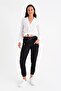 9152981 Buckle Leg Elastic Front Pocket Trousers Black