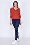 9362911 Ribbed Knit Long-Sleeved Blouse with a Ring in the Middle of the Chest Tile