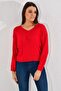 20026187 Knitwear Striped V-Neck Blouse Red - 2
